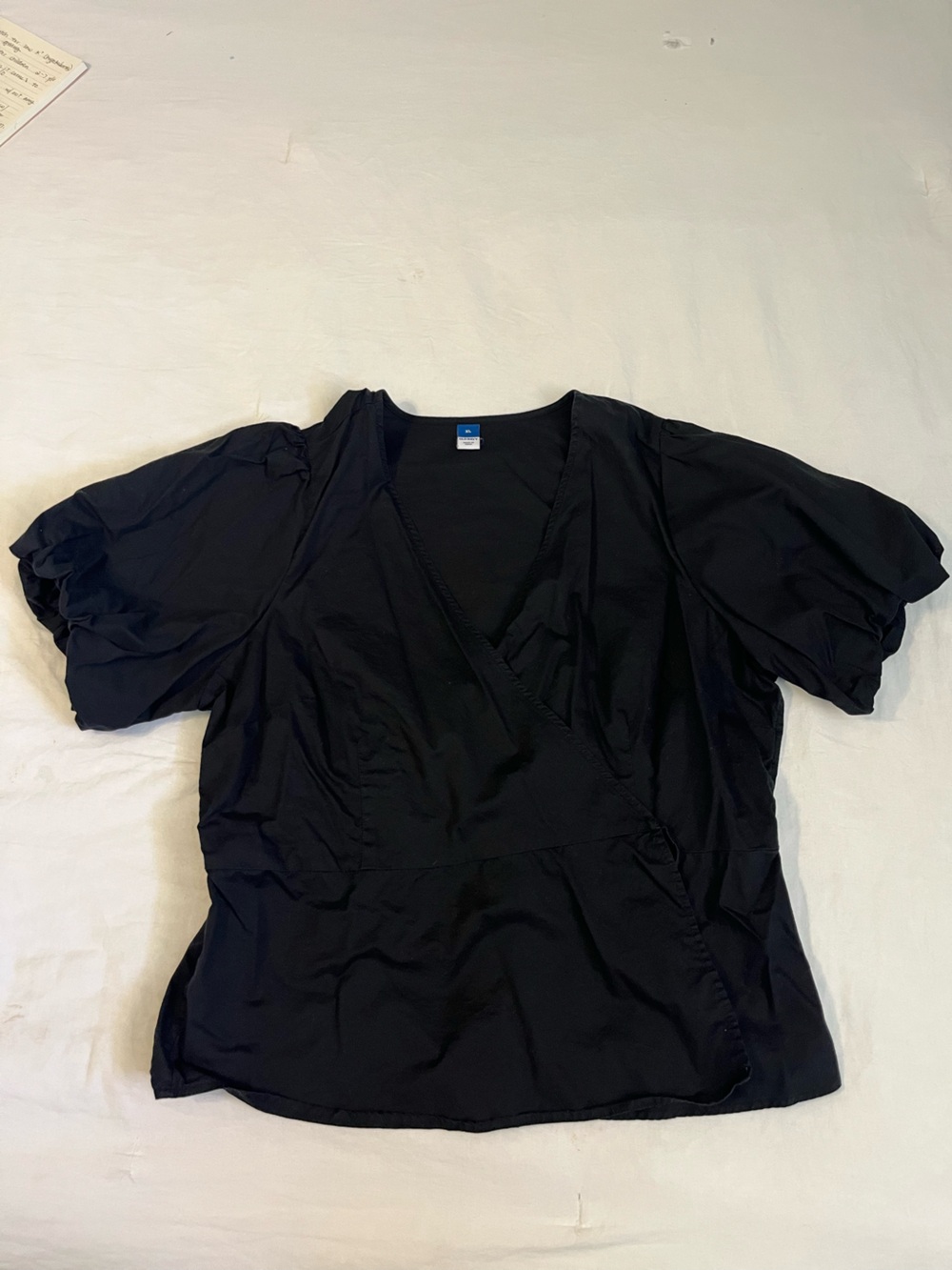 Old Navy Black V-Neck Short Sleeve Wrap Shirt